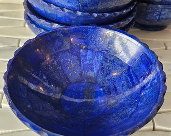 10 Cm Hand Crafted Lapis Lazuli Bowl Ovel Shape, Royal Blue Color Handmade Dish from Badakhshsan Afghanistan Active Restock requests: 0