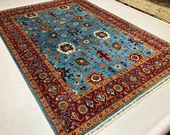 9'4x6'6 Mamluk Afghan Rug Handmade Rug | Anniversary, Tribal rug, Mushroom rug, Home sign, Shag rug, Washable rugs, Wool rug, Knit design