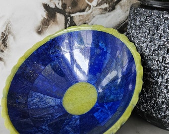 12.5 Cm Hand Crafted Lapis Lazuli Bowl Ovel Shape Stunning Royal Blue Color Handmade bowl from Badakhshsan Afghanistan