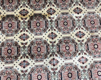 Floral Wool Rug 8'2" x 5'9" ft | Afghan Volayati Area Rug, Ivory Navy Rust