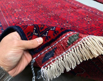 Fine quality soft woollen rug, Flash Sale - Afghan Handmade | midcentury rug, Khamyab red rug, 6x8 ft rug, cute rug, kitchen rug