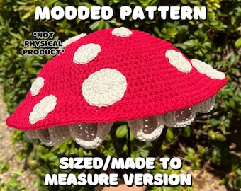 CROCHET PATTERN - Amanita Mushroom Hat MOD - Sized/Made To Measure