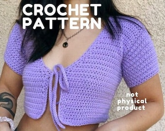 CROCHET PATTERN - Front Tie Short Sleeve