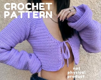 CROCHET PATTERN - Front Tie Long Sleeve