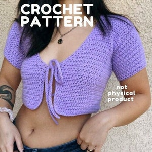 CROCHET PATTERN - Front Tie Short Sleeve