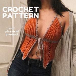CROCHET PATTERN - Poppy Front Tie Halter Top