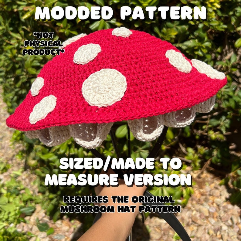 CROCHET PATTERN Amanita Mushroom Hat MOD Sized/Made To Measure image 1