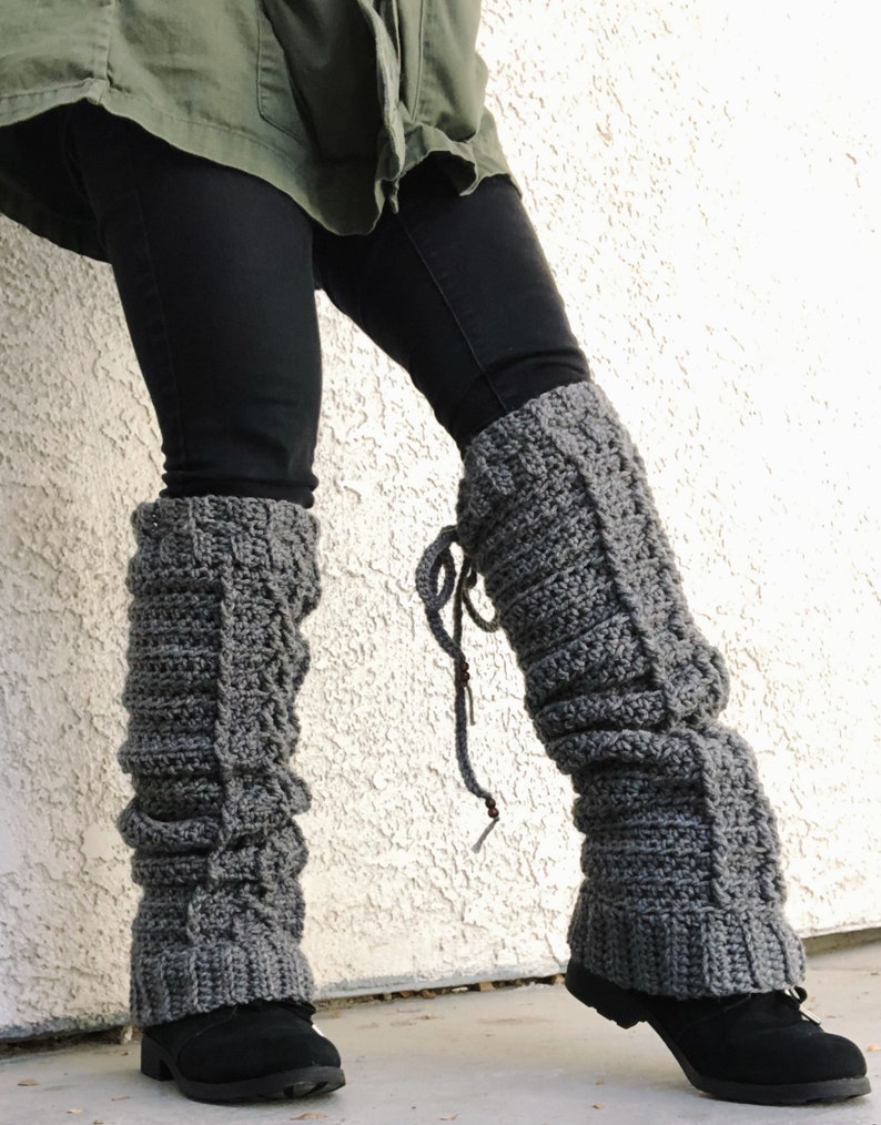 CROCHET PATTERN Knee High Cable Legwarmers image 4