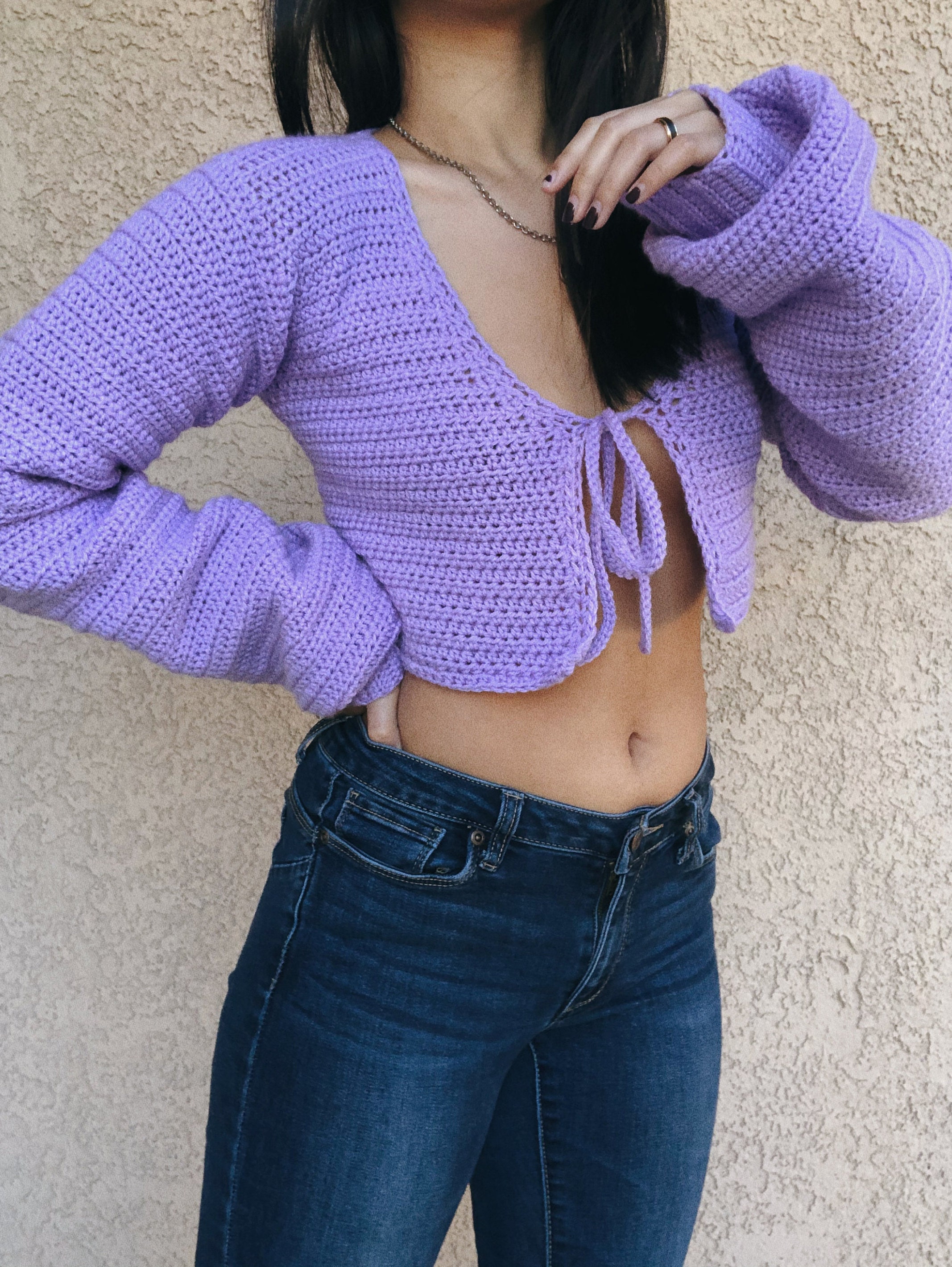 Eaphi FRONT WAVE CROCHET KNIT CARDIGAN - メルカリ