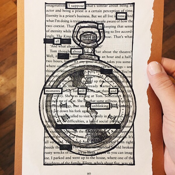 Blackout Poem - 'Time.' Found Poem / Art / Book Art / Illustration / OOAK