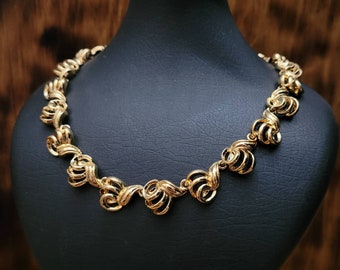 Vintage D&#39;Orlan (Marcel Boucher) gold tone collar/ choker/ short length necklace. Marked. Gift idea