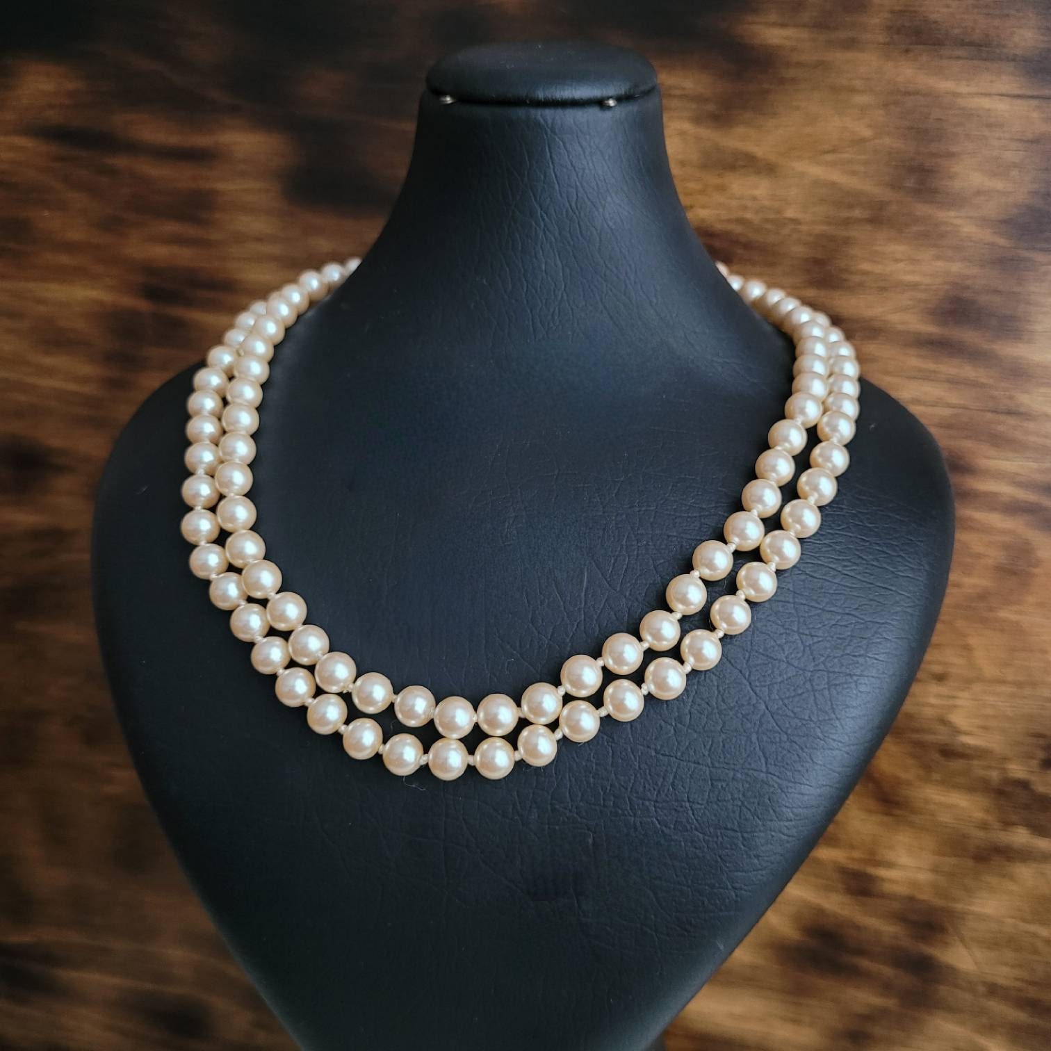 Richelieu Oversized Pearl Necklace Beaded Necklace Signed Vintage Costume  Jewelry Large Faux Pearl Beads Gold Tone Accents