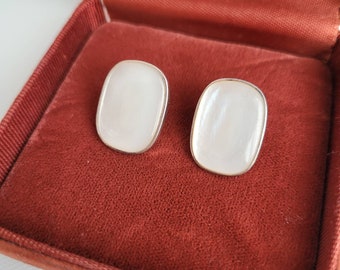 Vintage sterling silver and mother of pearl pierced earrings. Marked. Gift idea