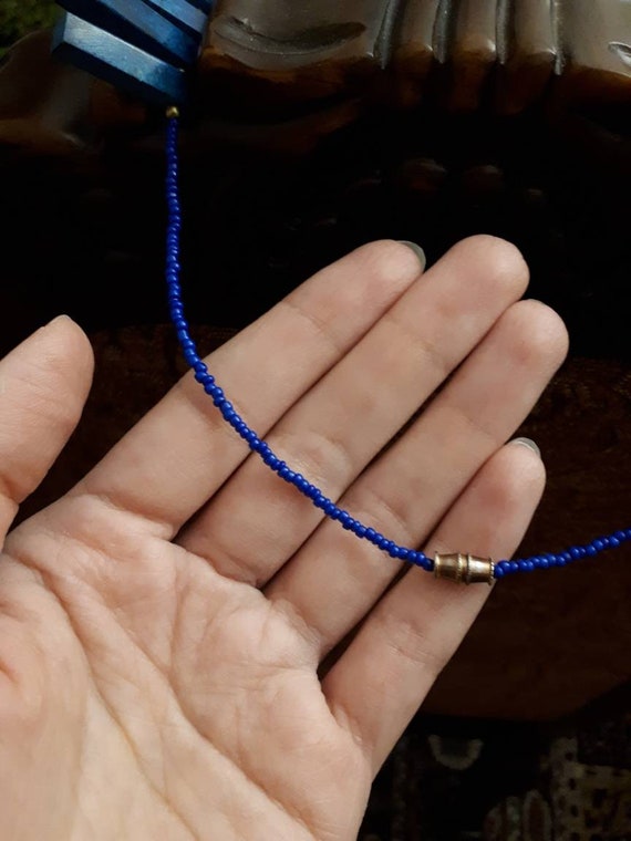 Handmade Cobalt Blue Stone Collar Necklace: Gradu… - image 5