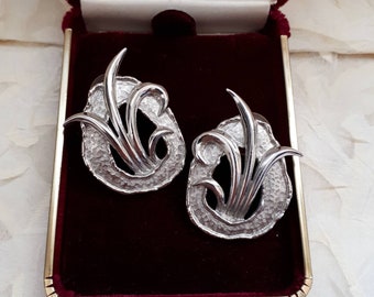 Boucles d'oreilles argentées JJ Jonette Jewelry vintage, 1988