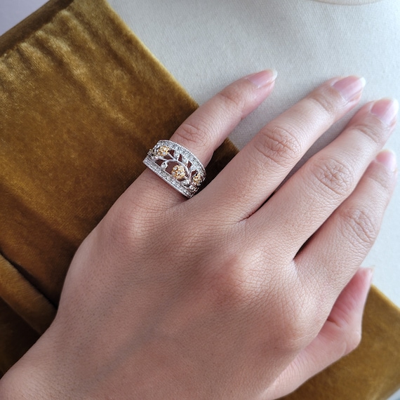 Vintage 18k GERSC White and Yellow Gold Electroplated Ring With