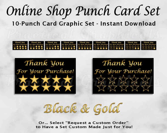 Online Shop Digital 10 Punch Loyalty Card Graphics Set In Etsy