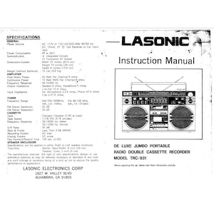Lasonic trc931 Boombox Bedienungsanleitung 12 S. Kammgebundener Hochglanzkarton
