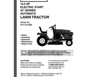 Craftsman riding lawn mower model 917 manual hot sale