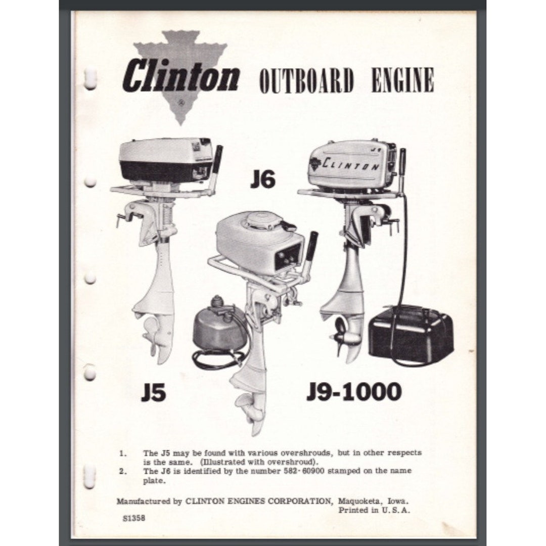 1966 Clinton J5 J6 J9 1000 Outboard Boat Parts List Manual Catalog 19