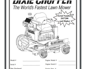 Dixie Chopper Coatesville 60 Parts Manual 38 PAGES #'s 2037200 +Year 2002