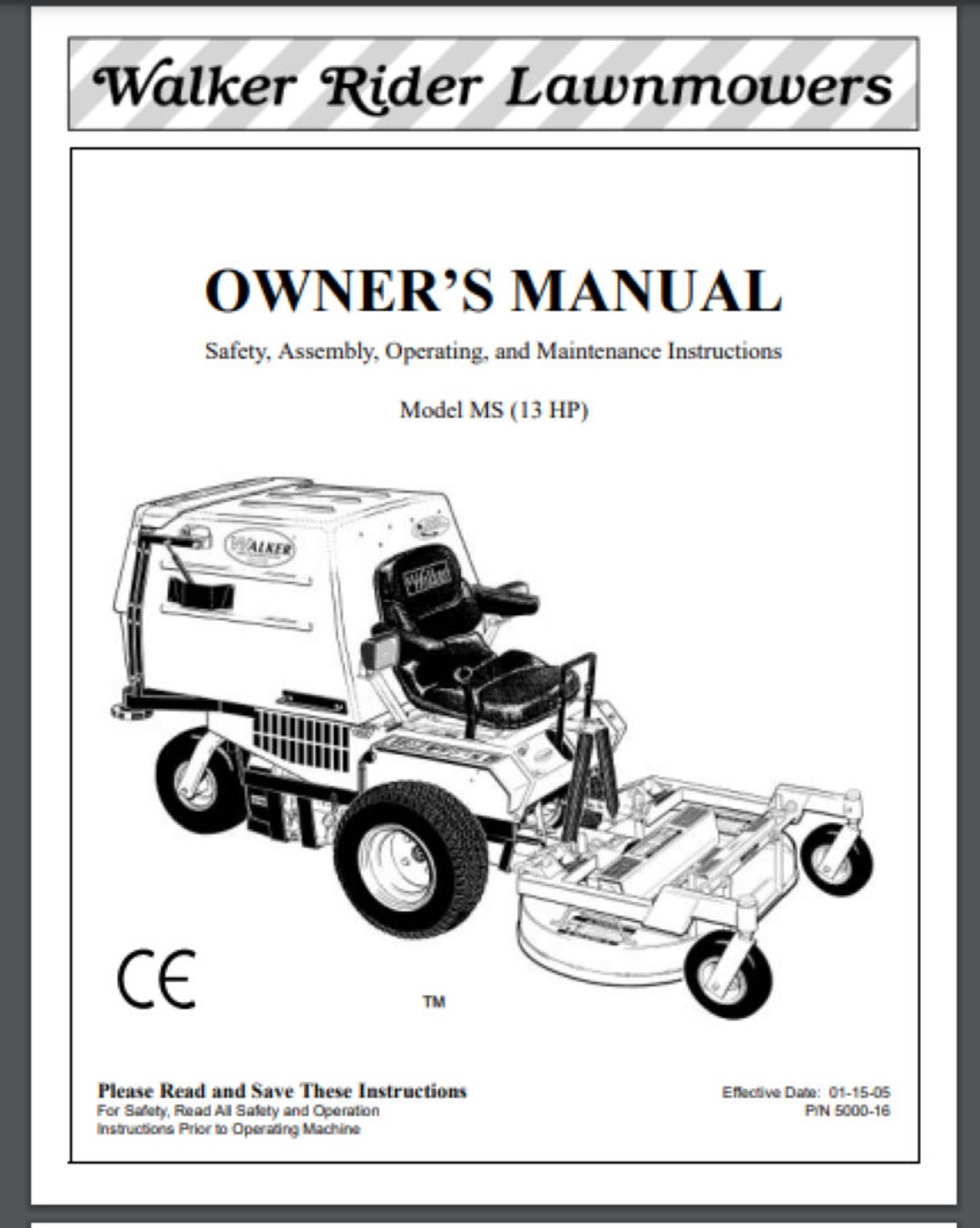 Walker Mower 2005 MS Operator's Manual 69735 127921 72 Etsy