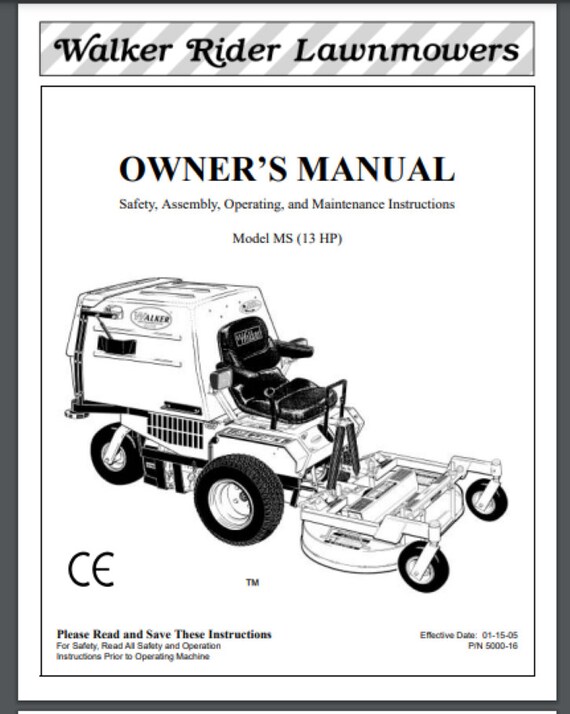 Walker Mower 2005 MS Operator's Manual 69735 127921 72 Etsy