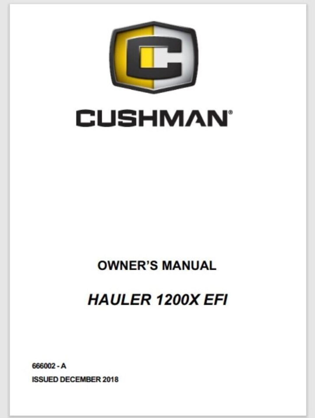 Cushman HAULER 1200X EFI 2019 Owner