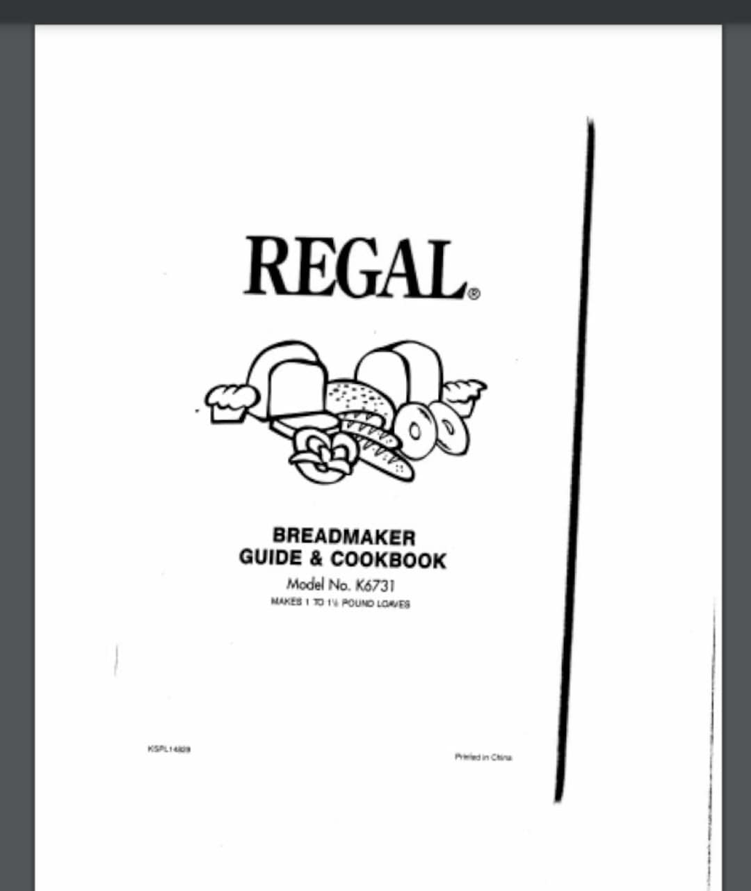 Regal K6731 Bread Maker Machine Owner Manual & Cookbook 59 Pages Etsy