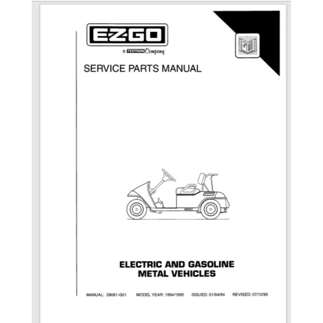 1994 1995 EZGO E Z GO Electric & Gas Golf Cart Service, Parts Manual 218 Pages Etsy