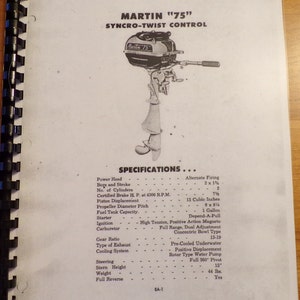 MARTIN &quot;75&quot;, 7.5Hp Outboard Motor Owner Service Parts Manual Packed W/ Info