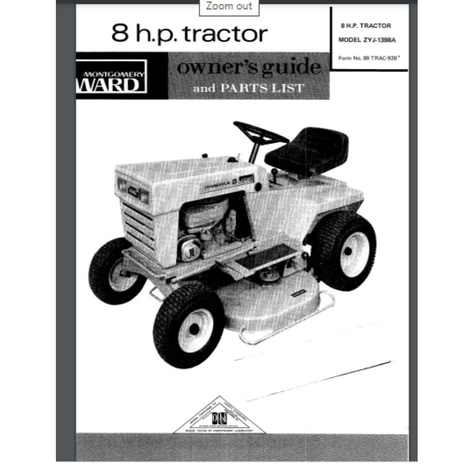 Montgomery Ward ZYJ 1398A Tractor Owner Parts Manual Comb Bound Gloss Covers 16p Etsy Canada