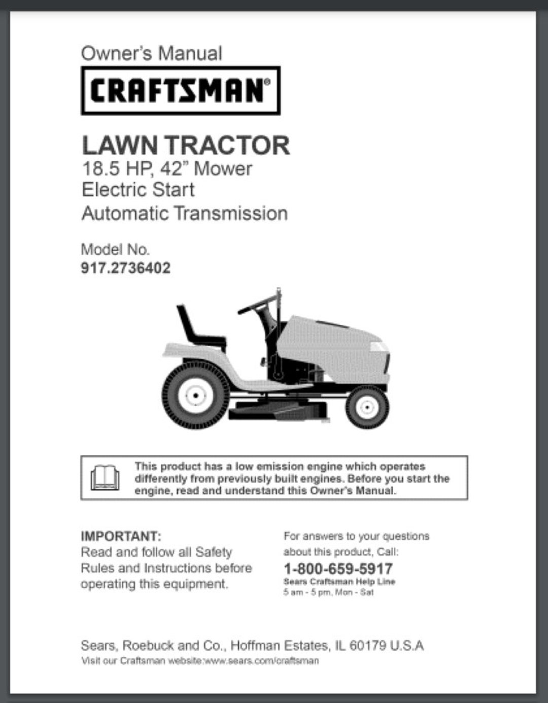 Parts manual for craftsman lawn tractor deals