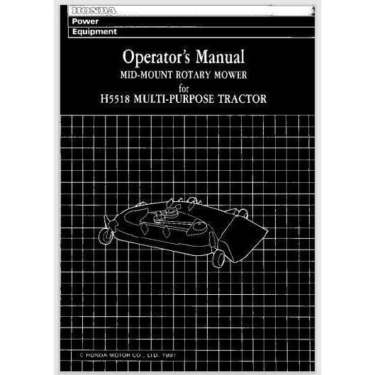 1991 Honda Mid Mount Mower for H5518 Tractor Owner Manual 61 pages