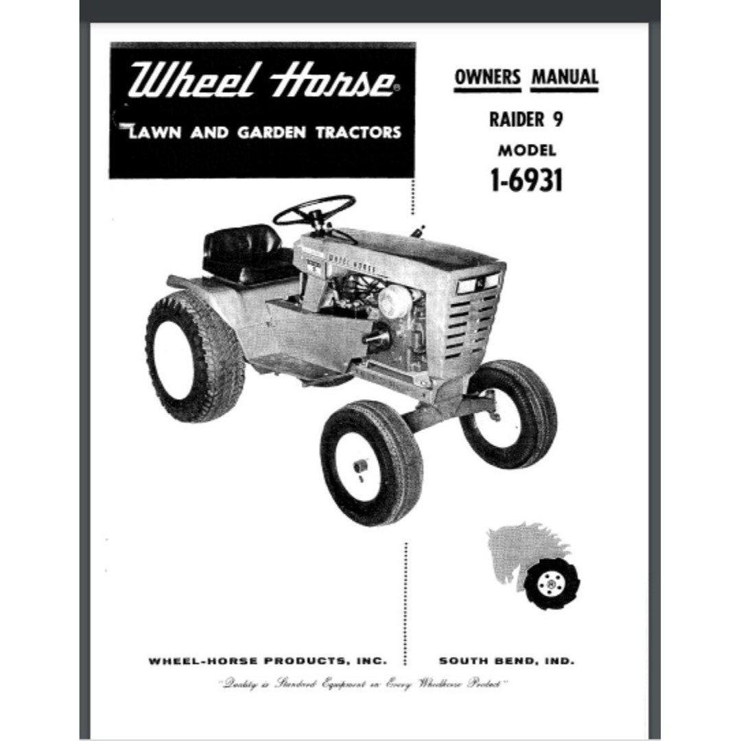 Wheel Horse Tractor Raider 9 OWNERS and Parts MANUAL 12 Pages Etsy