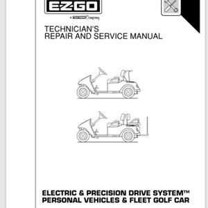 2001 EZGO E Z GO Golf Cart Technicians Service, podręcznik części 228 stron