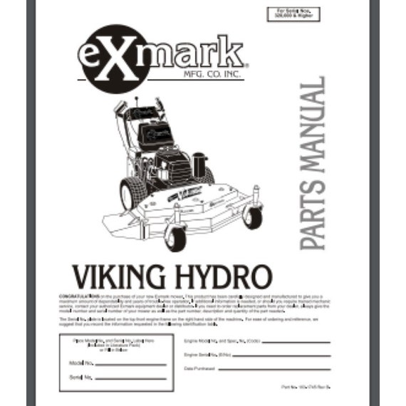 Exmark Viking Hydro Mower Parts Manual 20 PAGES s 320 000 higher 2001