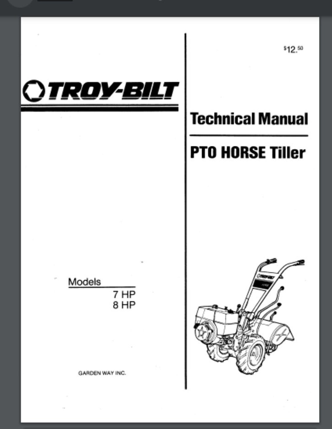 Troybilt Big Red Horse PTO Technical Service Manual 1990 Etsy