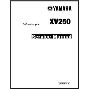 May include: A white service manual for a Yamaha XV250 motorcycle. The cover features the Yamaha logo, the model name, and the words "Service Manual" in bold black text. The text "302 motorcycle" is also present.