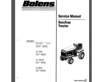 Bolens DuraTrac Traktor 5117H 5118H HS 5120H Service Handbuch 104 Seiten 1992 gebunden