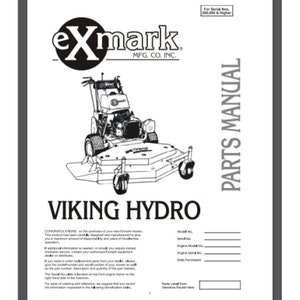 May include: Black and white line drawing of a Viking Hydro riding lawnmower. The image is from an Exmark Parts Manual for serial numbers 260,000 and higher.