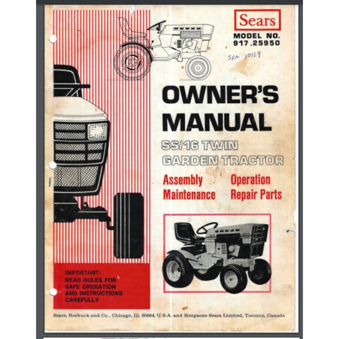 Sears Lawn Tractor ST 16 TWIN Owner Manual 36 Pages 1976