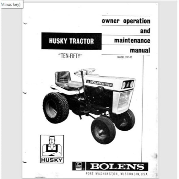 Manuel d'utilisation du tracteur de pelouse BOLENS Husky TEN-FIFTY 1050  192-02 - Etsy France