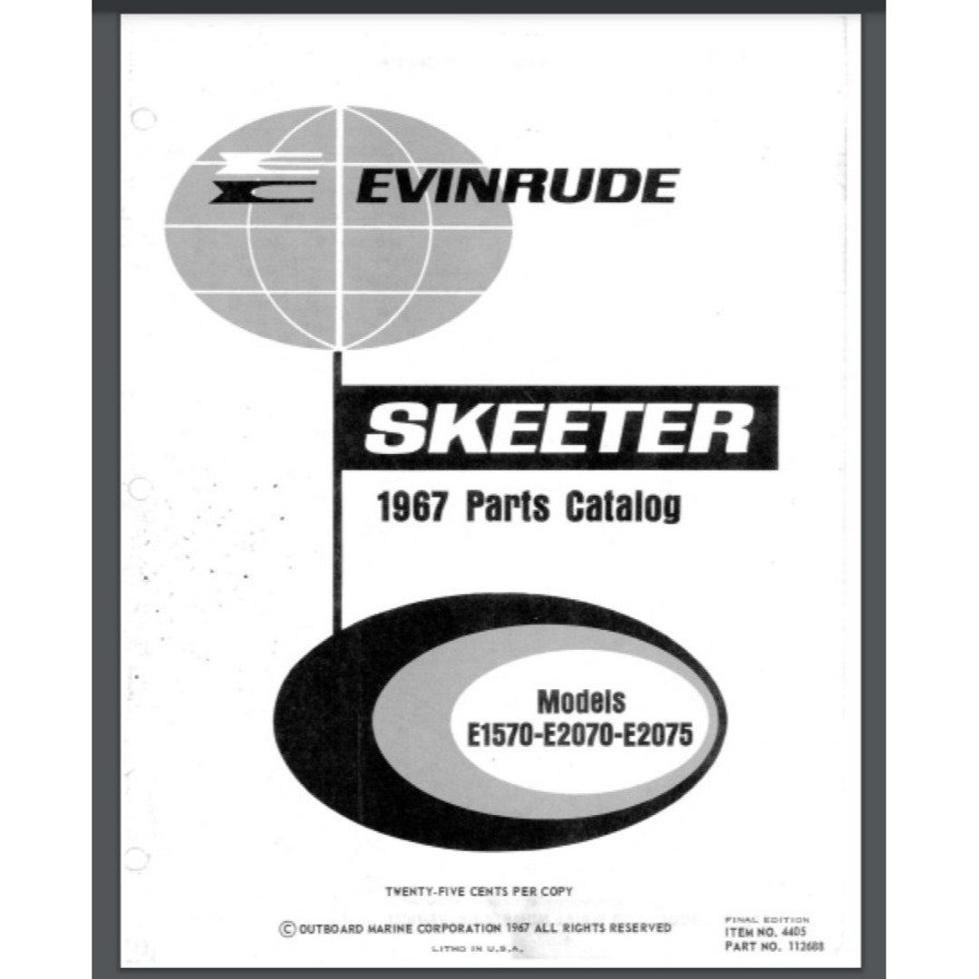 1969 Evinrude Skeeter E1592 E2096 Parts Manual 31 Pages Comb Bound