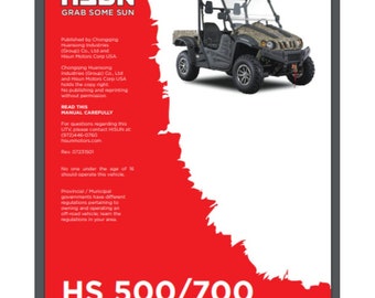 Hisun HS 500 700 UTV Side by Side Owner's Manual 95 Pages