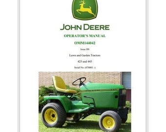 John Deere 425 , 445 Lawn Tractor Operator Manual 141 pages OMM144042