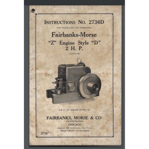 thumbnail image 2 of Fairbanks Morse 3 HP Z Style C Engine Instructions No 2737A – Digital Manual Delivered Via Email 2 of 5