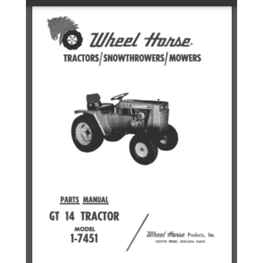 Wheel Horse GT14 Parts Manual 17451A5260 10 Pages Etsy