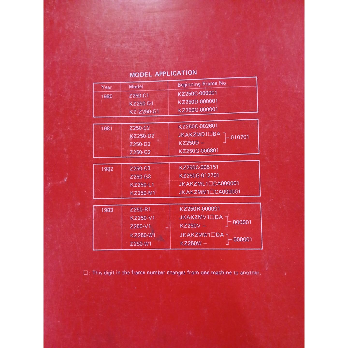 1980 81 82 83 KAWASAKI KZ250 SINGLE Service Manual Motorcycle Shop