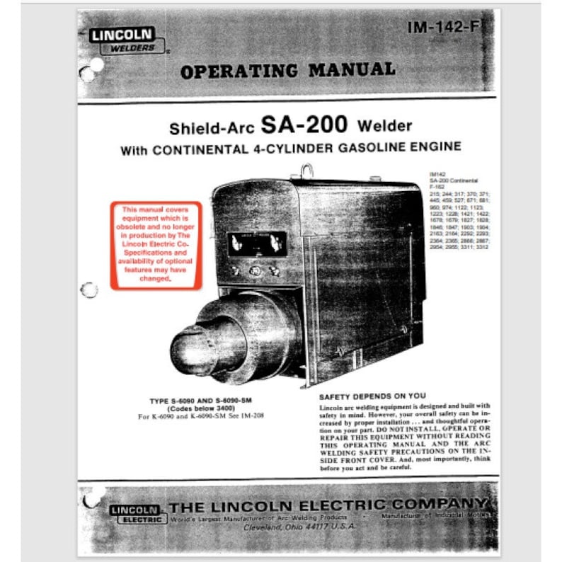 lincoln sa-200 Parts manual exploded views and parts lists 22 pages comb bound image 1